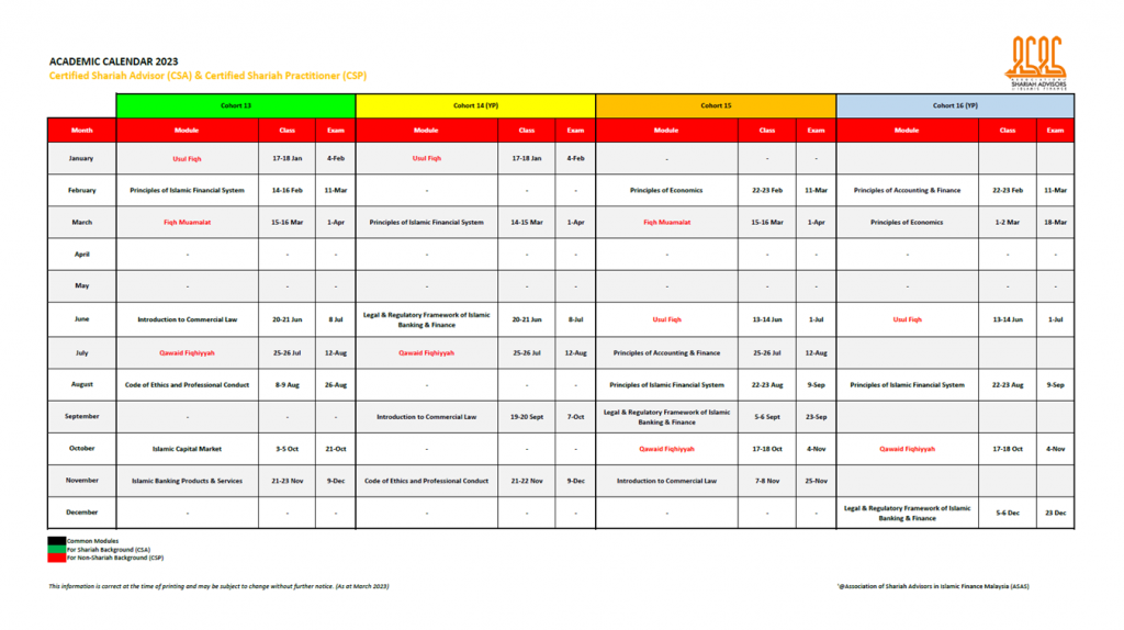 Calendar Class / Timetable &ndash; ASAS PORTAL